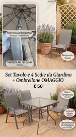Set da Giardino: Tavolo in Vetro + 4 Sedie Mesh