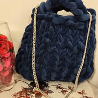 💙 Chunky bag blu navy in velluto handmade