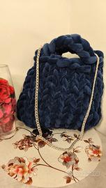 💙 Chunky bag blu navy in velluto handmade