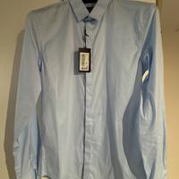 Camicia Armani Uomo slim fit in raso azzurra