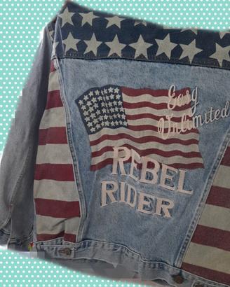 UNLIMITED Easy giacca denim con bandiera Americana