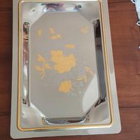 Vassoio inox 24x36 con inserti oro mai usato