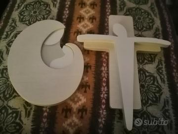 ICONE IN LEGNO VERGINE MARIA E CROCIFISSO 