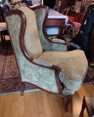 POLTRONE BERGERE LEGNO MASSICCIO METÀ '900