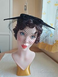 Cappello con veletta vintage Anni '50 "Mr. John"