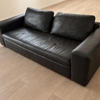 Divano 2 posti in vera pelle nera/testa di moro