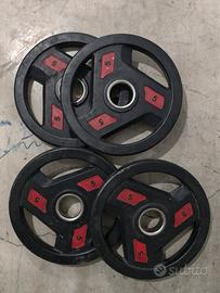 Set 4 dischi da 5kg in ghisa gommata - Anello 50mm