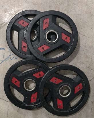 Set 4 dischi da 5kg in ghisa gommata - Anello 50mm