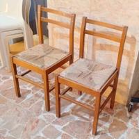 coppia sedie in legno impagliate anni 60 