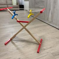 Stendi panni gioco per bimbi in legno fili grucce