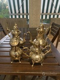 Set da tè-caffè in rame patinato in argento