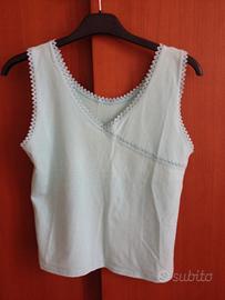 Top Canotta Canottiera celeste