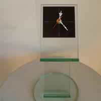 Orologio tavolo vetro cristallo a pila vintage