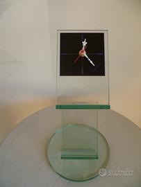 Orologio tavolo vetro cristallo a pila vintage