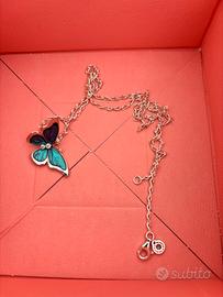 Collana pandora con charm farfalla opale