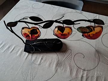 portacandela in ferro e vetro