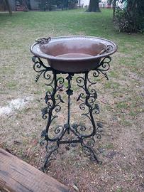 Piatto in rame con alzatina liberty in ferro