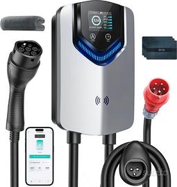 Wallbox 7kW EV Tipo 2 monofase 230V APP RFID 7mt