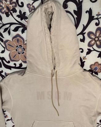 MSGM Felpa Uomo Beige con Cappuccio