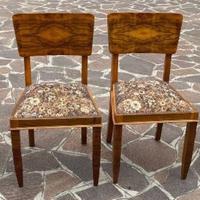 4 sedie in legno con seduta in tessuto a fiori