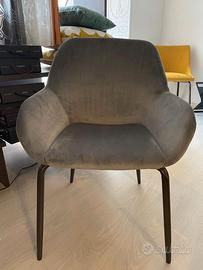 Kave Home - 2 sedie Modello Konna Velluto grigio