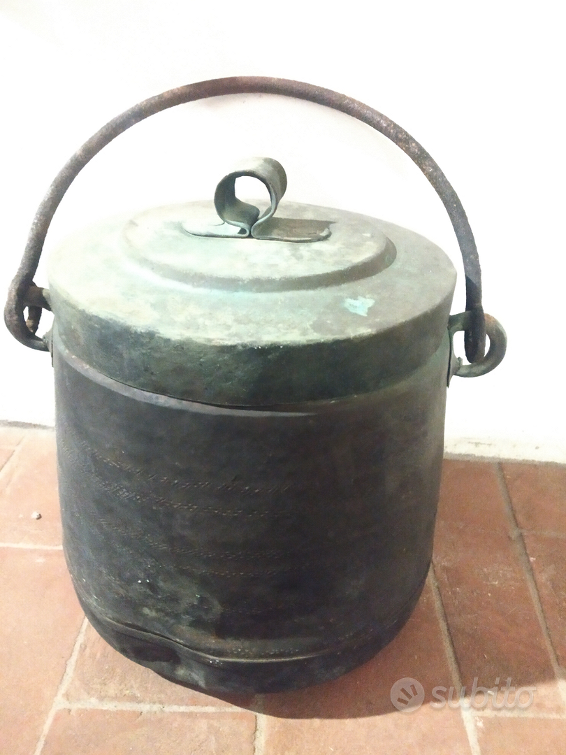 Paiolo In Rame Con Manico Lungo 20cm - Pentola Con Coperchio, Per Cucina Tradizionale - Foto 6