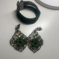 Bracciale verde petrolio e orecchini