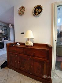 Madia credenza acacia rossa 3 sportelli 2 cassetti