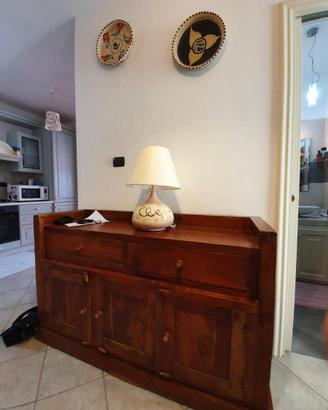 Madia credenza acacia rossa 3 sportelli 2 cassetti