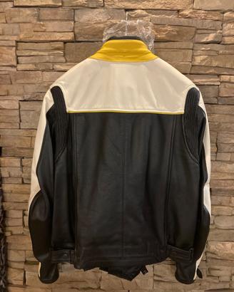 Giacca in pelle per moto e guanti con protezione