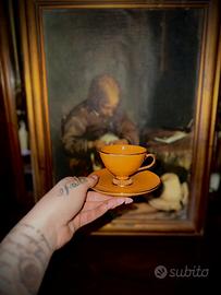 Servizio da caffè in porcellana arancione