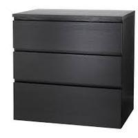 Cassettiera con 3 cassetti, marrone-nero,80x70