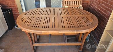 Tavolo da esterno in legno allungabile e 4 sedie 