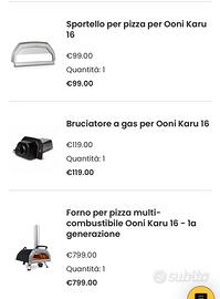 Forno pizza ooni karu 16+bruciatore gas+sportello