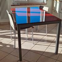 tavolo in vetro temperato rosso
