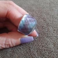 Anello acciaio azzurro lilla