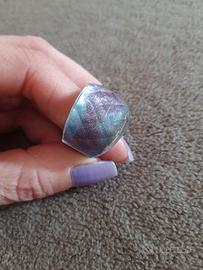 Anello acciaio azzurro lilla