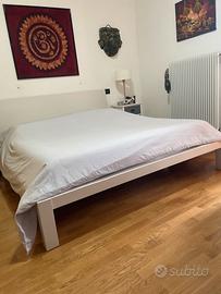Letto matrimoniale legno faggio biamco