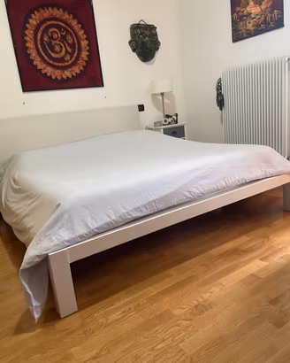 Letto matrimoniale legno faggio biamco