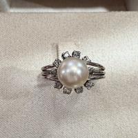 Anello Art Deco con Perla e Diamanti in platino