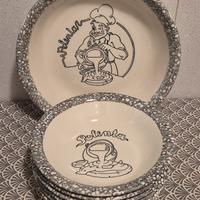 Set piatti polenta ceramica bianca e grigio nuovo 