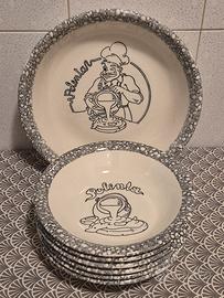 Set piatti polenta ceramica bianca e grigio nuovo 