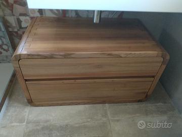 cassettone in olmo bordi arrotondati 2 cassetti