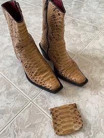 Texani donna vero pitone con portafoglio omaggio