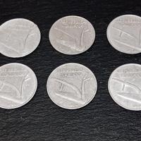 10 lire: 6 monete spiga + 1 ramoscello d'ulivo