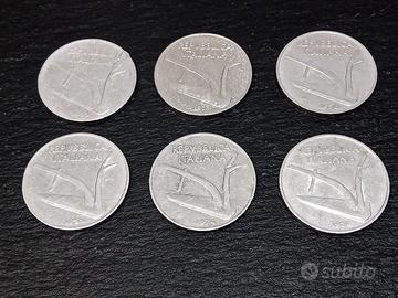 10 lire: 6 monete spiga + 1 ramoscello d'ulivo