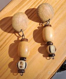 Orecchini pendenti vintage in legno