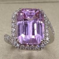 ANELLO ORO 18kt. DIAMANTI E KUNZITE ROSA NATURALE