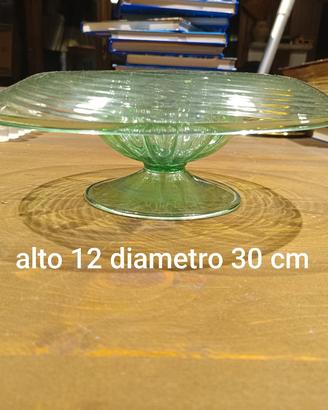 portafrutta centrotavola vintage vetro verde