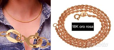 COLLANA ORO ROSA 18K 750 VIERI NUOVA